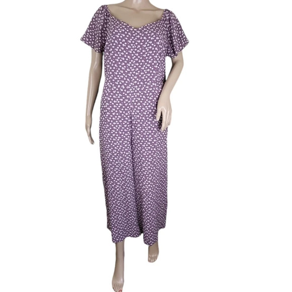 Monteau Los Angeles Ditsy Floral Purple Jumpsuit - Picture 1 of 5